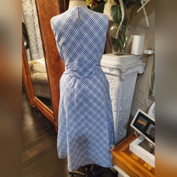 💥Anne Klein Midi Blue/white Ginham Dress - Picture 3 of 10